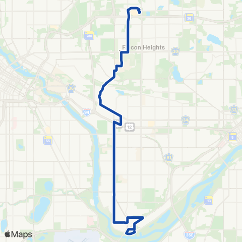 Metro Transit Rosedale-U of M St Paul-Cleveland-Highland map