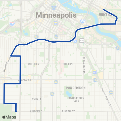 Metro Transit Ltd Stop-Uptown-U of M map