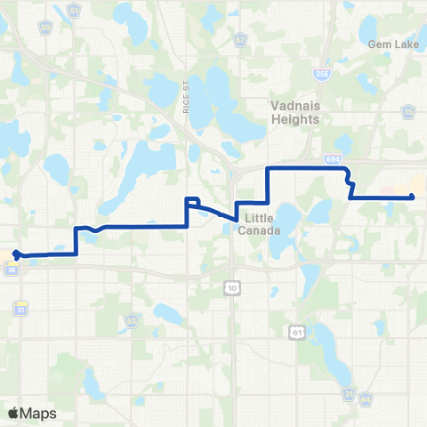 Metro Transit Rosedale-Little Canada-Maplewood map