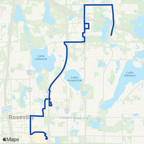 Metro Transit Island Lake-Roseville-Coventry-Rosedale map