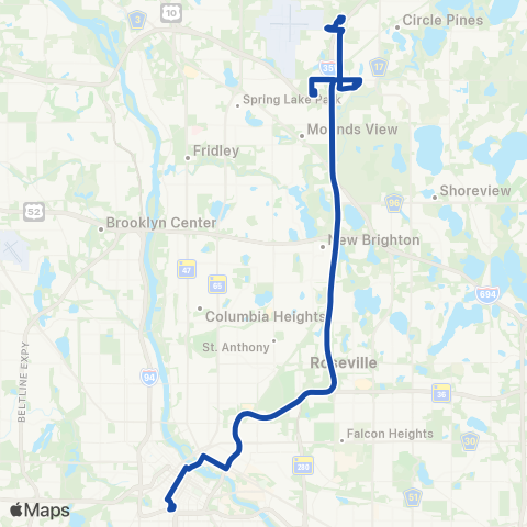 Metro Transit Express-Co Rd H P&R-95th Av P&R-Mpls map