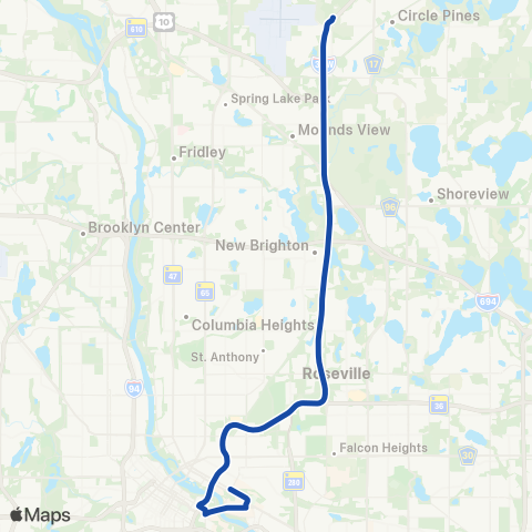 Metro Transit Express-95av P&R-U of M map