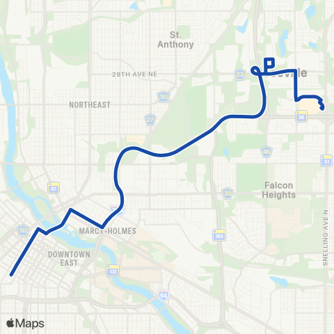 Metro Transit Express-Roseville-Co Rd C P & R-Mpls map