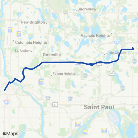 Metro Transit Exp-Maplewood - Little Canada-Minneapolis map