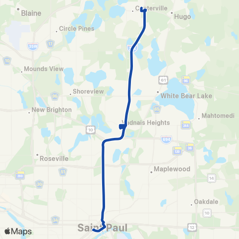 Metro Transit Express-Co Rd 14 P&R-Co Rd E P&R-St Paul map