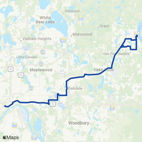 Metro Transit Express-Oakdale-Stillwater-St Paul map