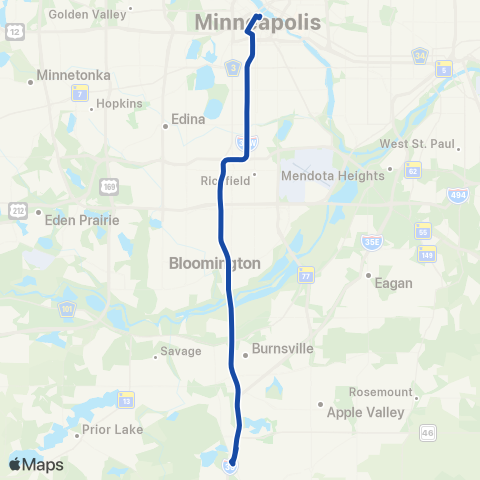 Metro Transit Express-Lakeville-Mpls map