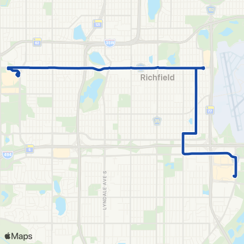 Metro Transit Southdale-66th St-Bloomington Av-MOA map