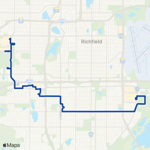 Metro Transit Southdale-York Av-Southtown-86th St-MOA map