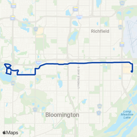 Metro Transit Normandale Lake-American Blvd-MOA map