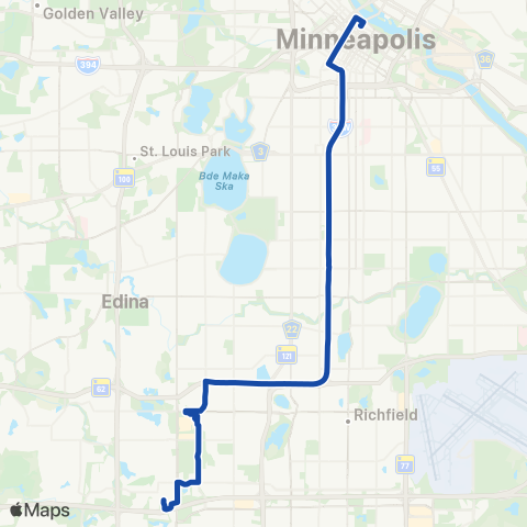 Metro Transit Express-Edina-Southdale-Mpls map