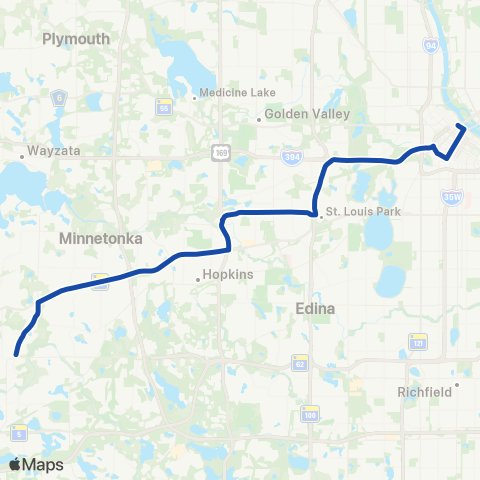 Metro Transit Express-Minnetonka-St Louis Park-Mpls map