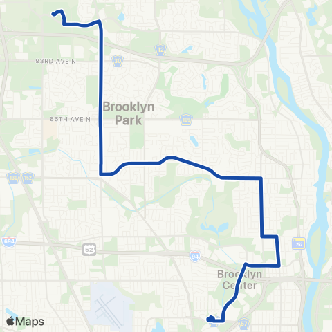 Metro Transit Brooklyn Ctr-Humboldt-Shingle Creek-Target Campus map