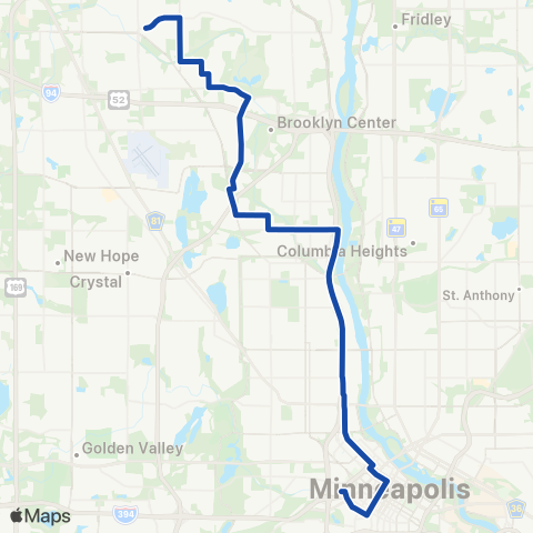 Metro Transit Exp-Brooklyn Park-Xerxes-49th Av-Mpls map