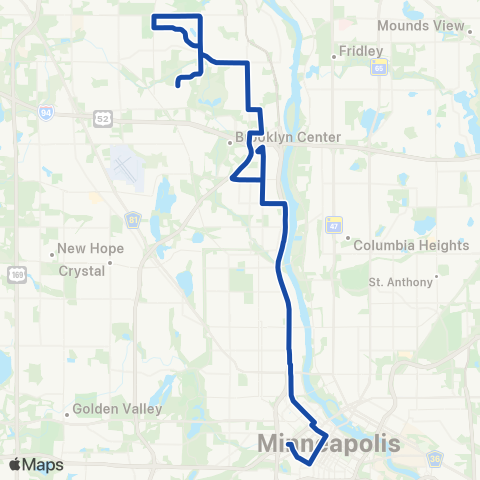 Metro Transit Exp-85th Av-Brookdale Dr-Humboldt-Dupont-Mpls map