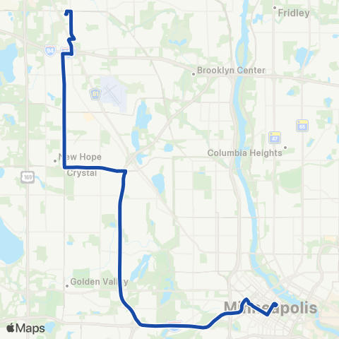 Metro Transit Express-Winnetka Av-42nd Av-Mpls map