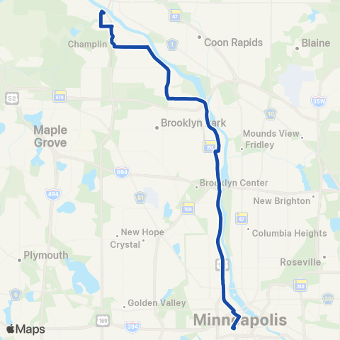 Metro Transit Champlin-W River Rd-Mpls map