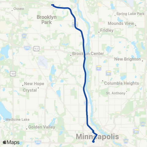 Metro Transit Express-Noble P&R-Mpls map