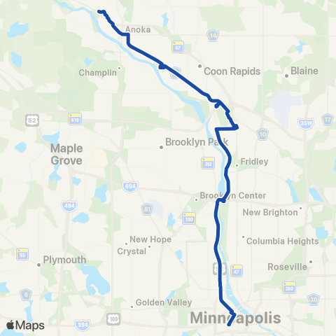 Metro Transit Express-Anoka-Coon Rapids-Northtown-Mpls map