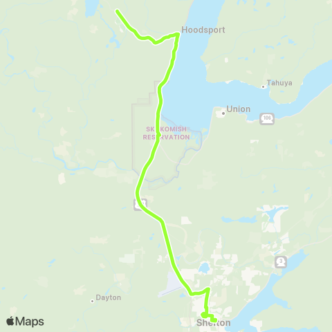 Mason Transit Authority Shelton to Lake Cushman map