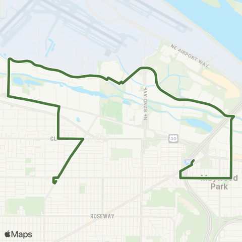 Multnomah County Transportation Division Alderwood-Cornfoot-Columbia Employment Shuttle Service map