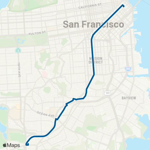 Muni BART Early Bird map