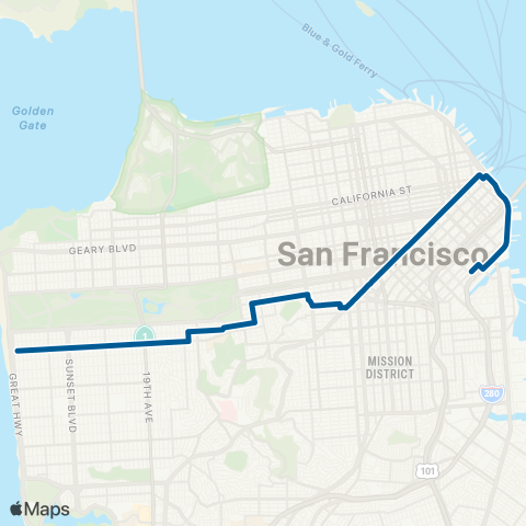 Muni Judah Substitution Bus map