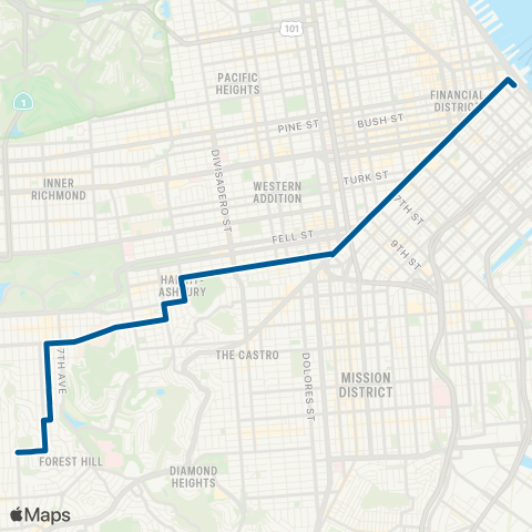 Muni Haight - Parnassus map