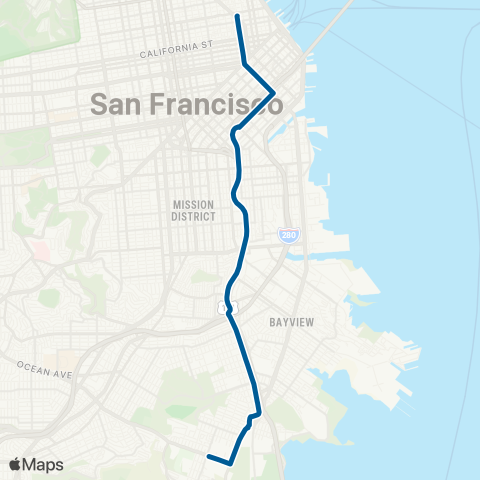 Muni Bayshore A Express map