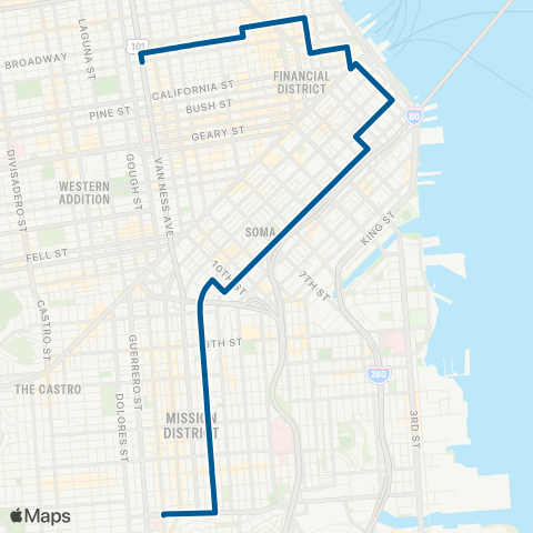 Muni Folsom - Pacific map