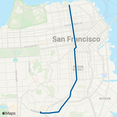 Muni Van Ness - Mission map