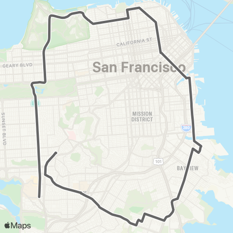 Muni 3rd - 19th Ave Owl map