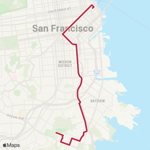 Muni San Bruno Rapid map