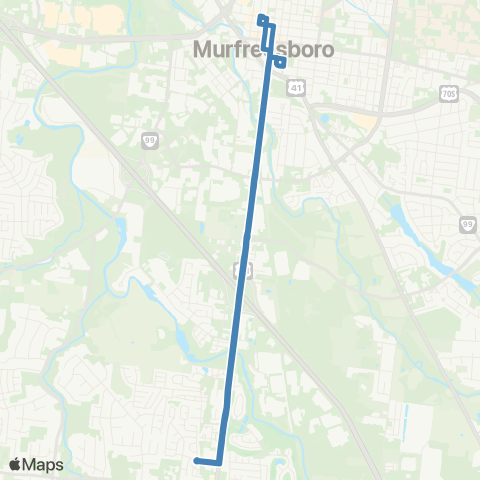 Murfreesboro Transit South Church map