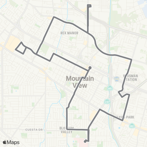 Mountain View Community Shuttle MVCS - Gray map