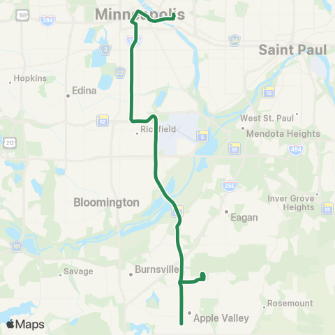 MVTA Apple Valley-Eagan-Mpls-U of M map