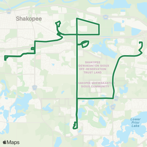 MVTA Shakopee-Southbridge map