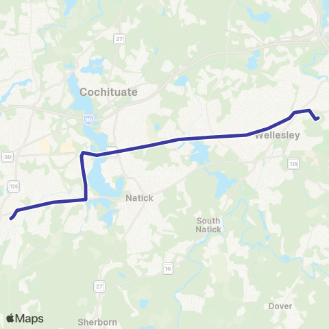 MetroWest RTA Mass Bay Riverside Shuttle map