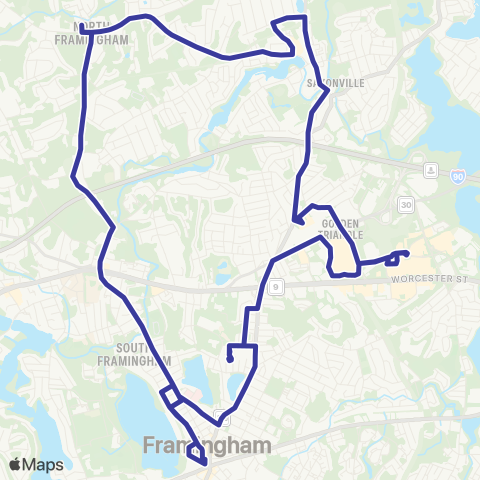 MetroWest RTA Route 2 map