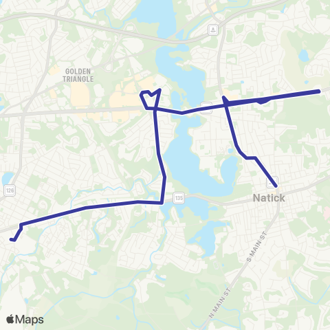 MetroWest RTA Natick Commuter Shuttle map