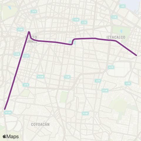 Metrobús Tepalcates - Tacubaya map