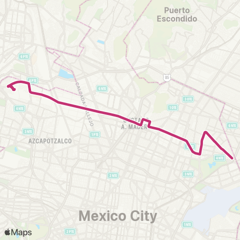 Metrobús Villa de Aragón - el Rosario map