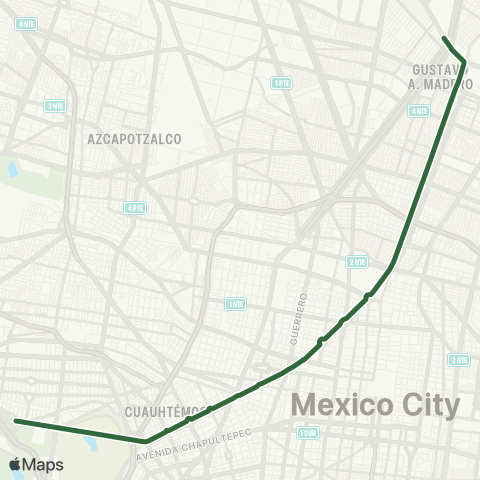 Metrobús Indios Verdes - Campo Marte map