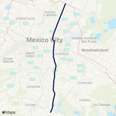 Metrobús Río de lo Remedios - Preparatoria 1 map