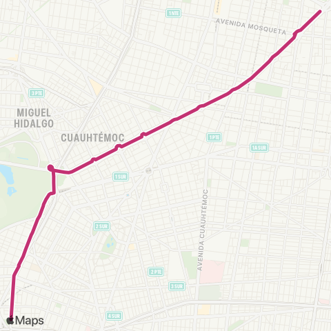 Metrobús París - Alameda Tacubaya (Servicio de Apoyo L1) map