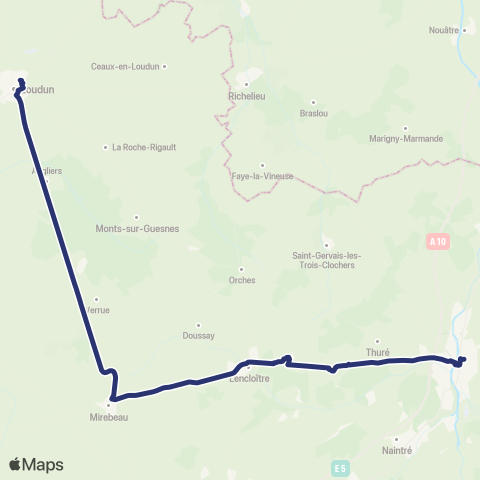 Nouvelle-Aquitaine Cars 86 Loudun - Chatellerault map