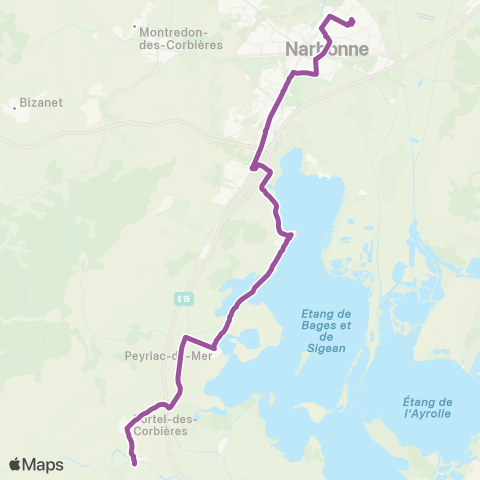 Citibus Portel-des-Corbières > Peyriac-de-Mer > Bages > Narbonne map