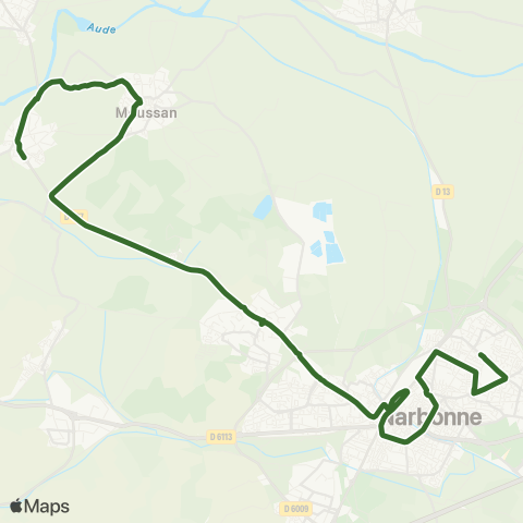 Citibus Moussan > Marcorignan > Narbonne map