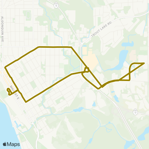 North Bay Transit Graniteville Overload map