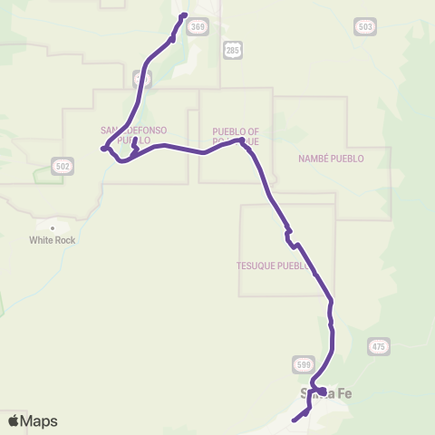 NCRTD Santa Clara-Tesuque-San Ildefonso map